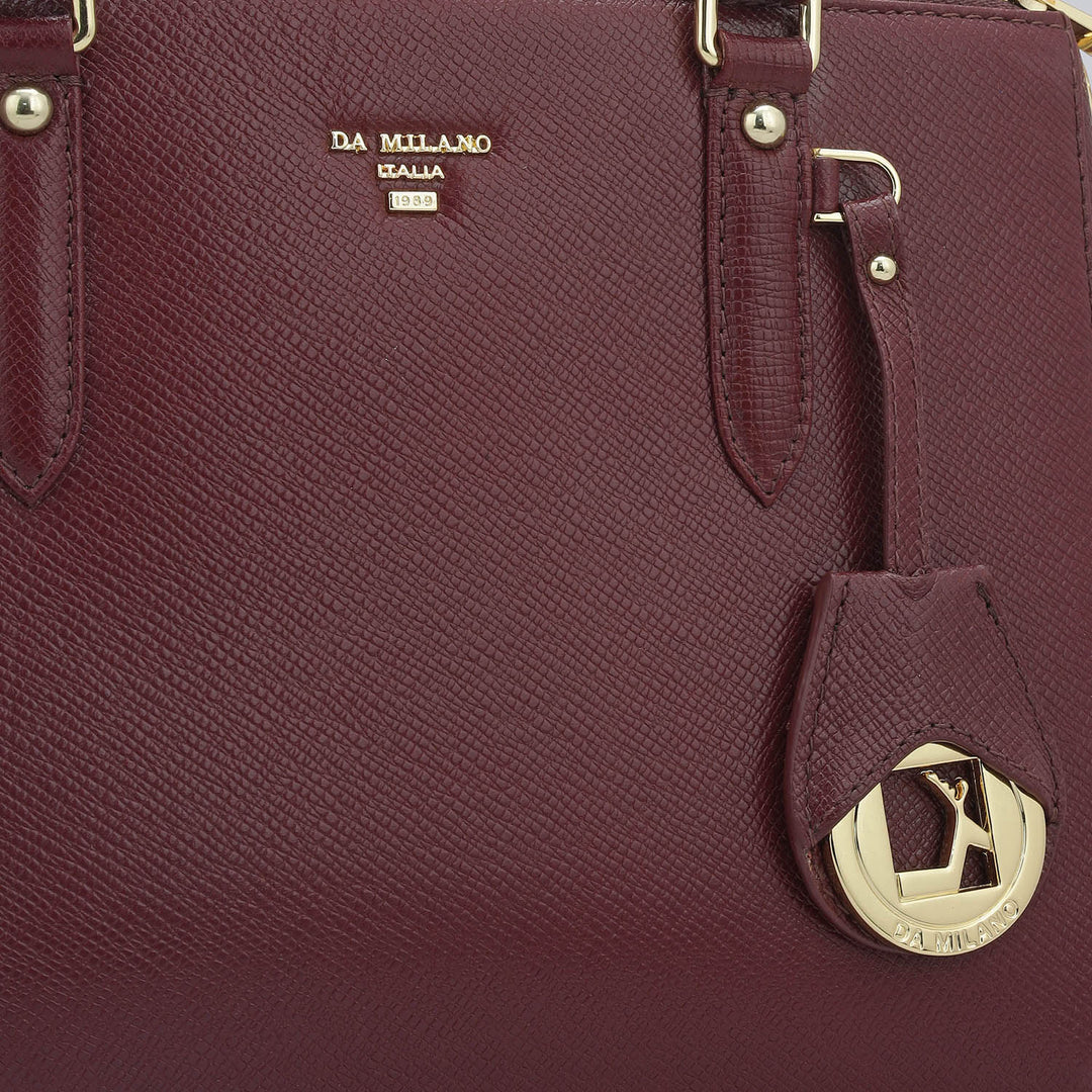 Small Franzy Leather Satchel - Blood Stone