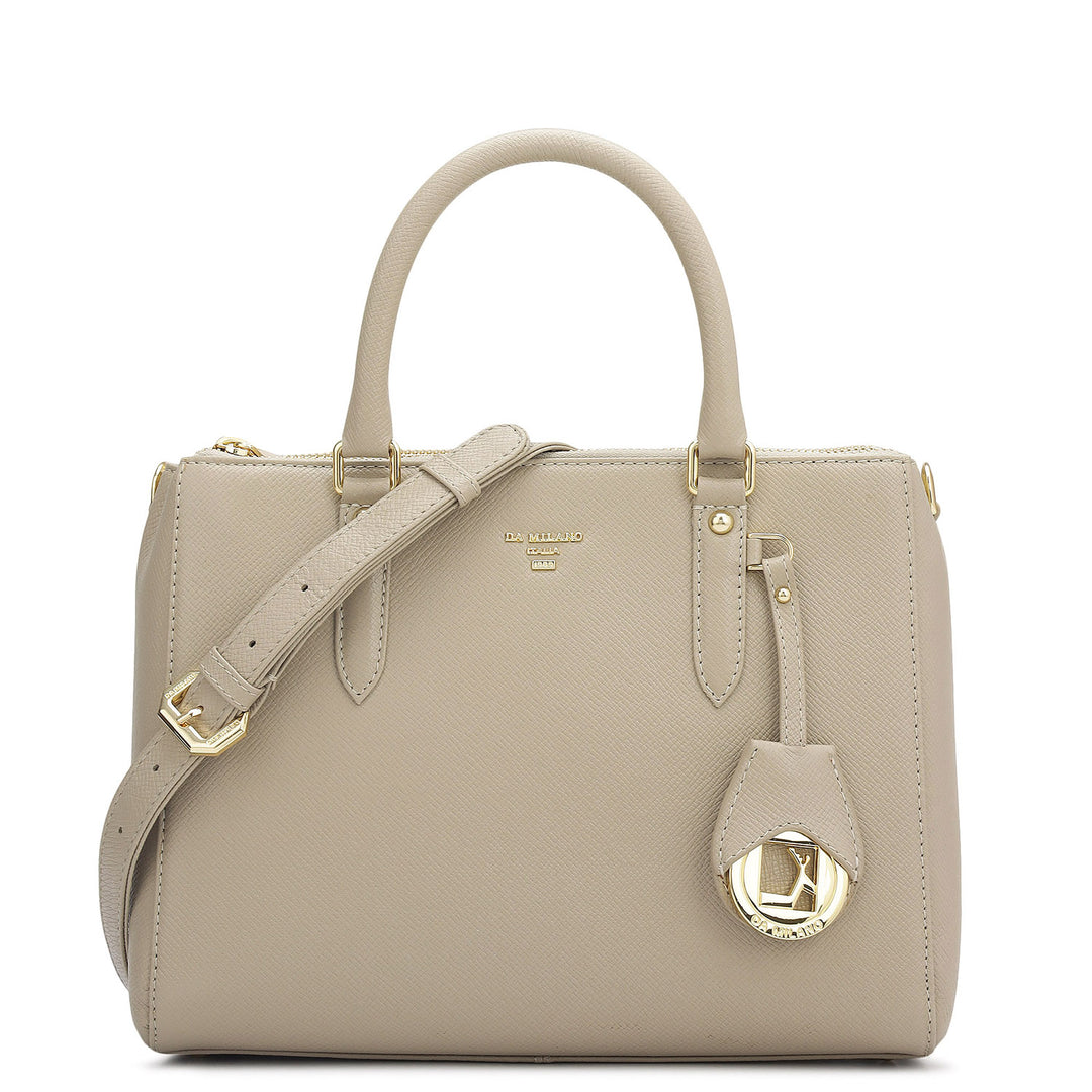 Small Franzy Leather Satchel - Chalk