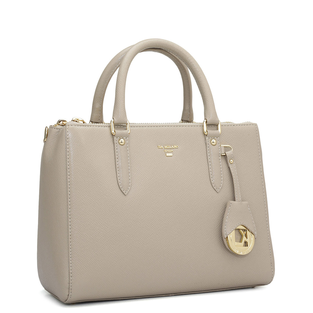 Small Franzy Leather Satchel - Chalk