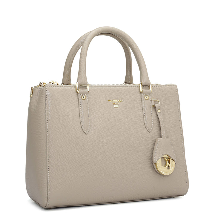 Small Franzy Leather Satchel - Chalk