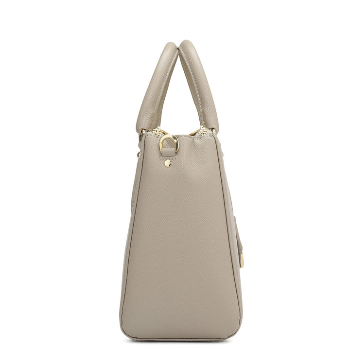 Small Franzy Leather Satchel - Chalk
