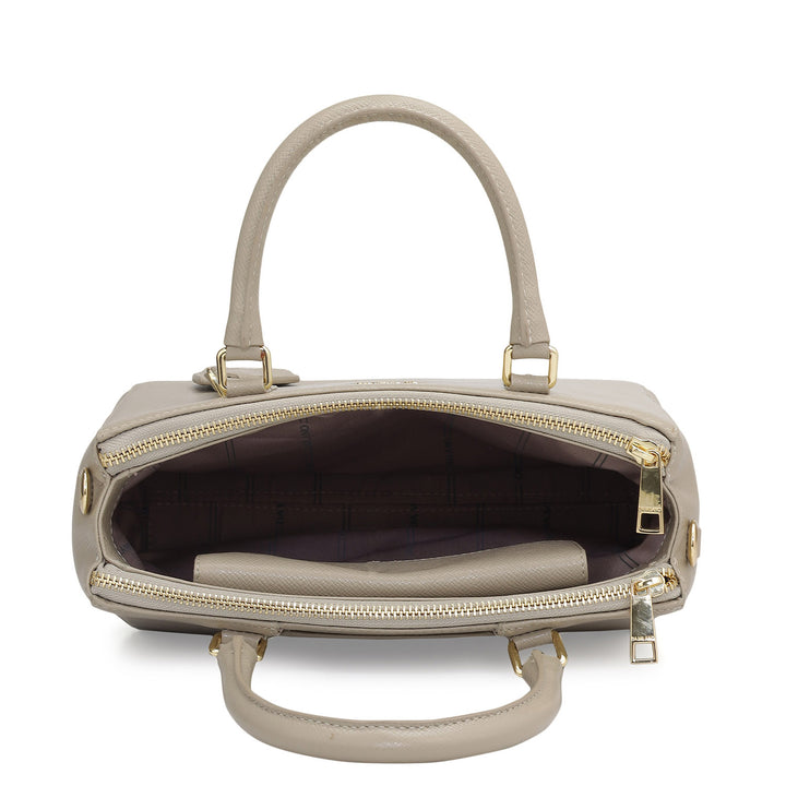 Small Franzy Leather Satchel - Chalk