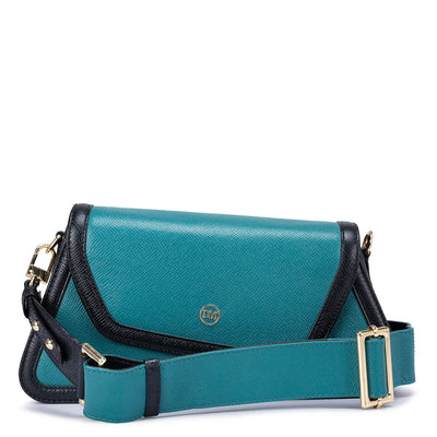 Small Franzy Leather Baguette - Teal