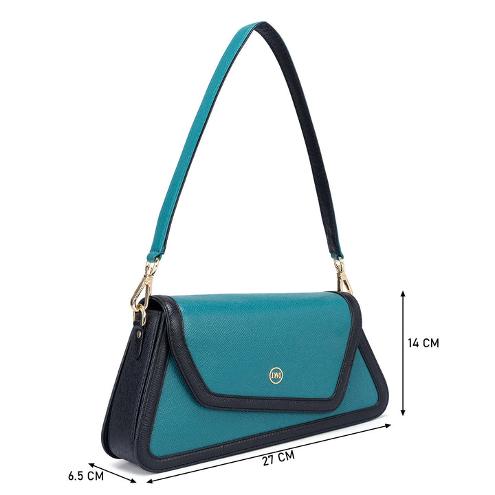 Small Franzy Leather Baguette - Teal