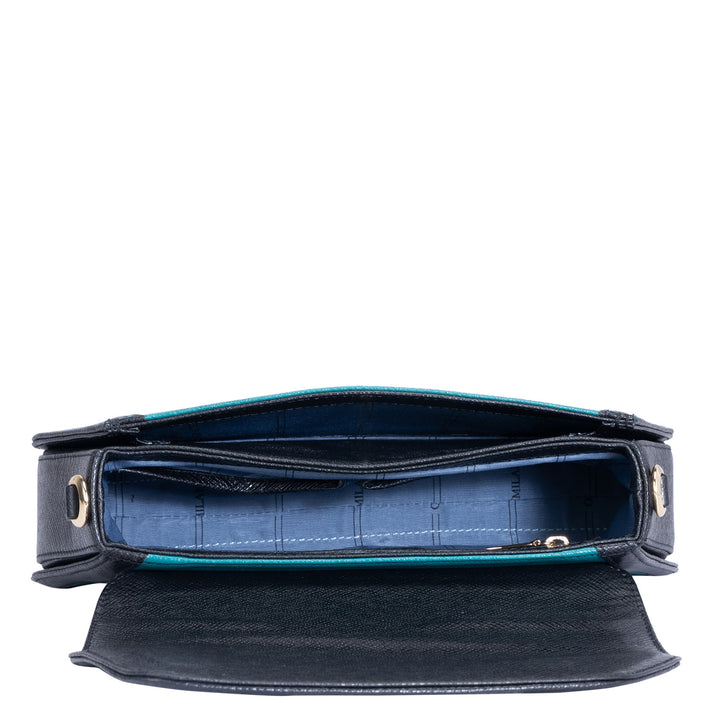 Small Franzy Leather Baguette - Teal