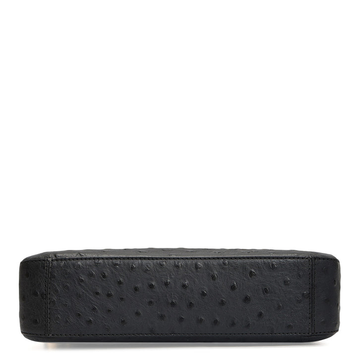 Small Ostrich Leather Baguette - Black
