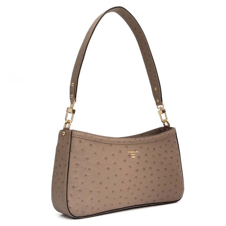 Small Ostrich Leather Baguette - Slate