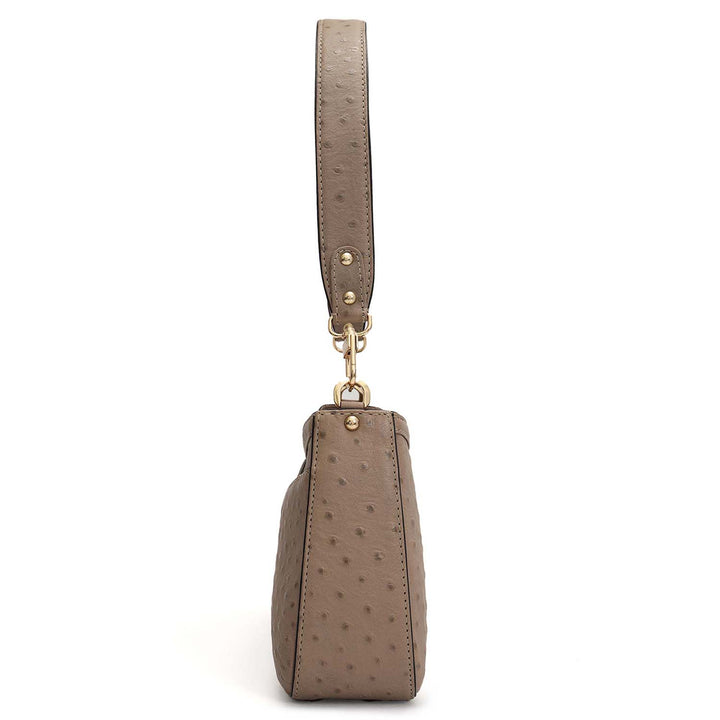 Small Ostrich Leather Baguette - Slate