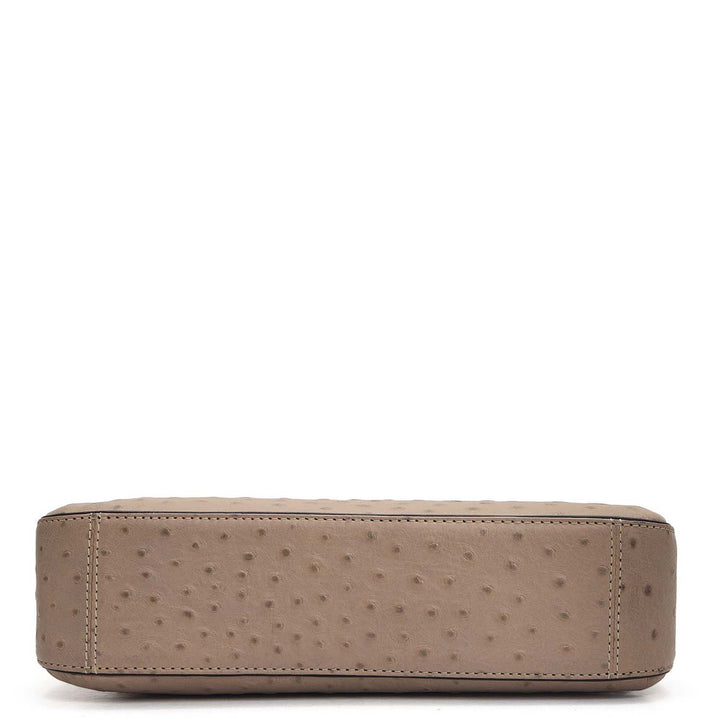 Small Ostrich Leather Baguette - Slate