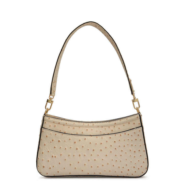 Small Ostrich Leather Baguette - Vanilla