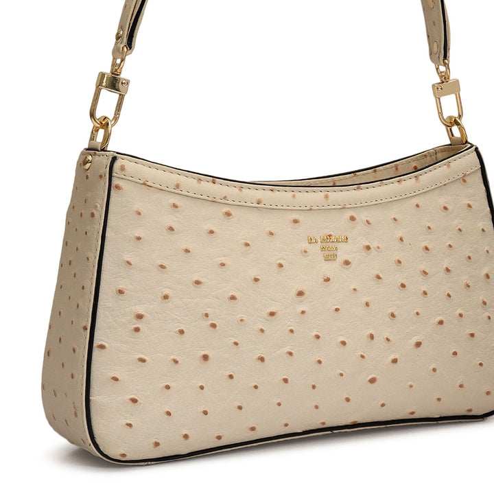 Small Ostrich Leather Baguette - Vanilla