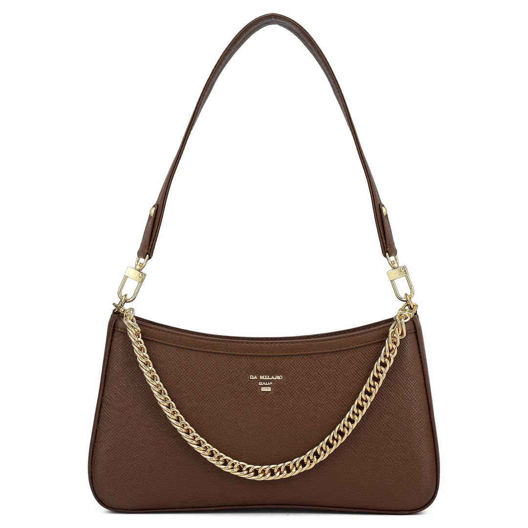 Small Franzy Leather Baguette - Chocolate