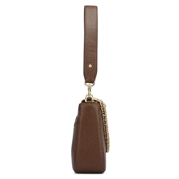 Small Franzy Leather Baguette - Chocolate