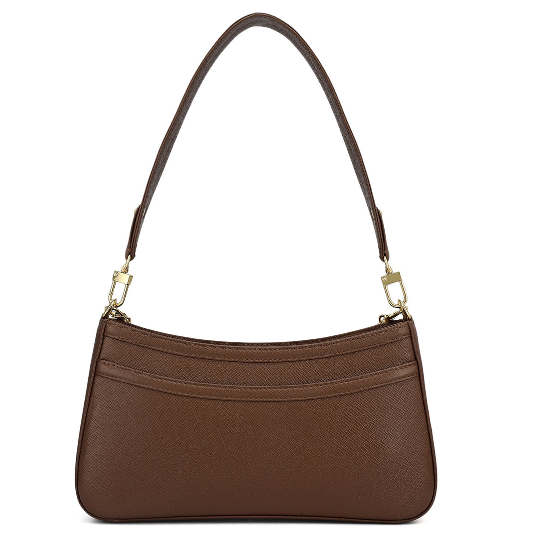 Small Franzy Leather Baguette - Chocolate