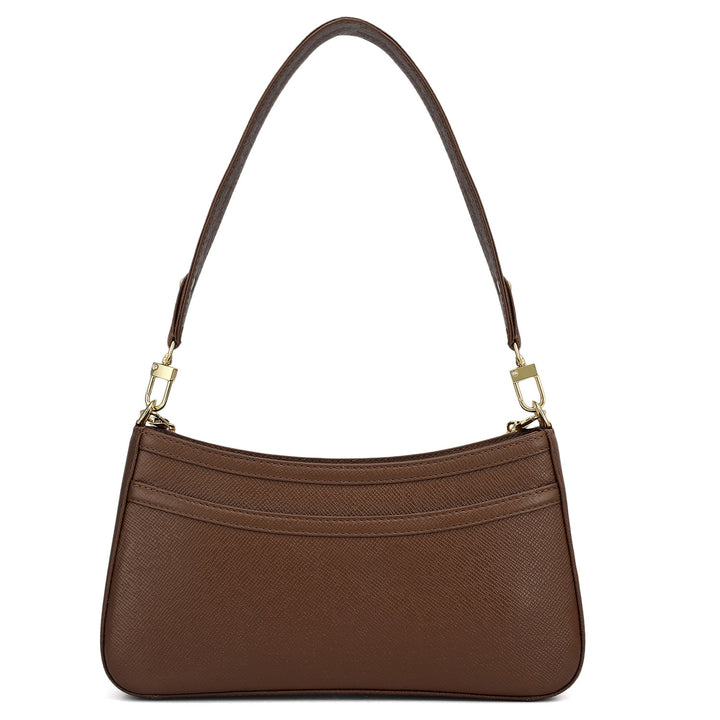 Small Franzy Leather Baguette - Chocolate