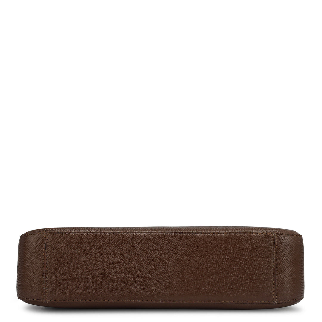 Small Franzy Leather Baguette - Chocolate
