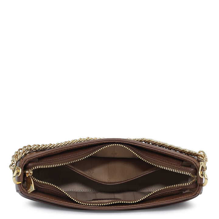 Small Franzy Leather Baguette - Chocolate