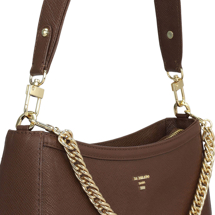 Small Franzy Leather Baguette - Chocolate