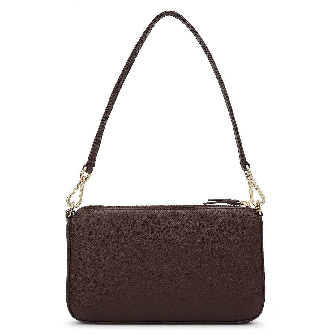 Small Franzy Leather Baguette - Brown