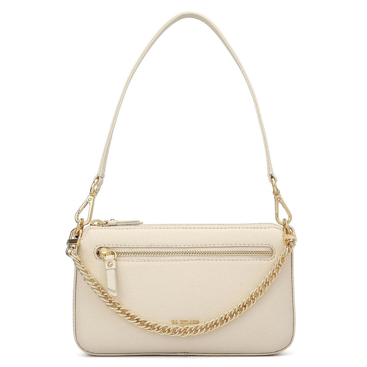 Small Franzy Leather Baguette - Marshmallow