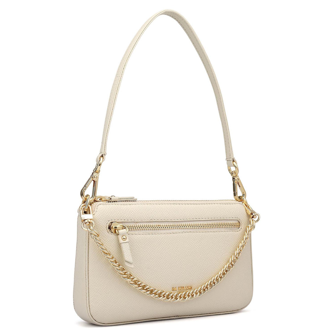 Small Franzy Leather Baguette - Marshmallow