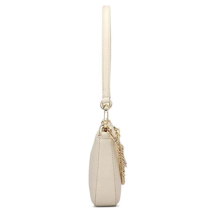 Small Franzy Leather Baguette - Marshmallow