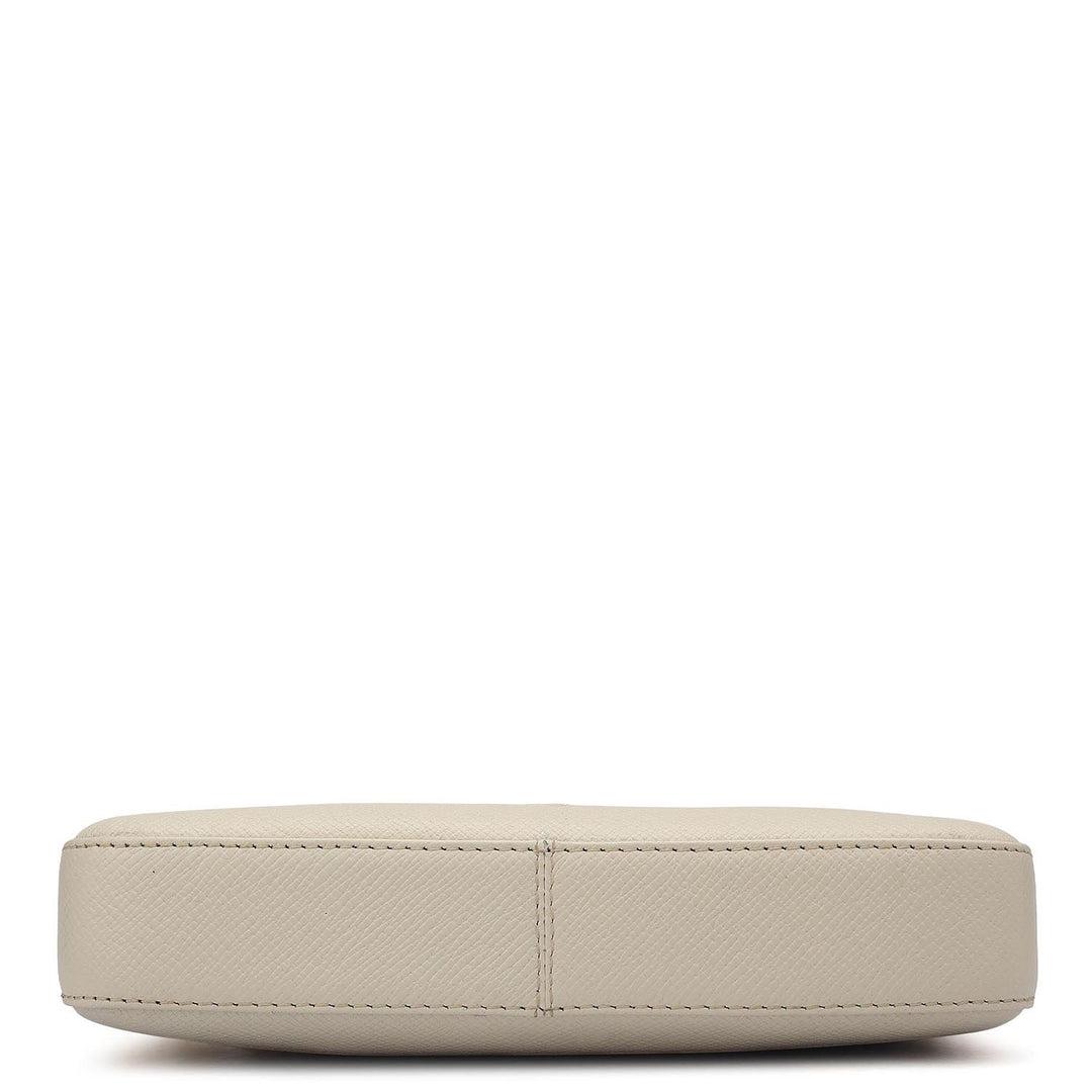 Small Franzy Leather Baguette - Marshmallow