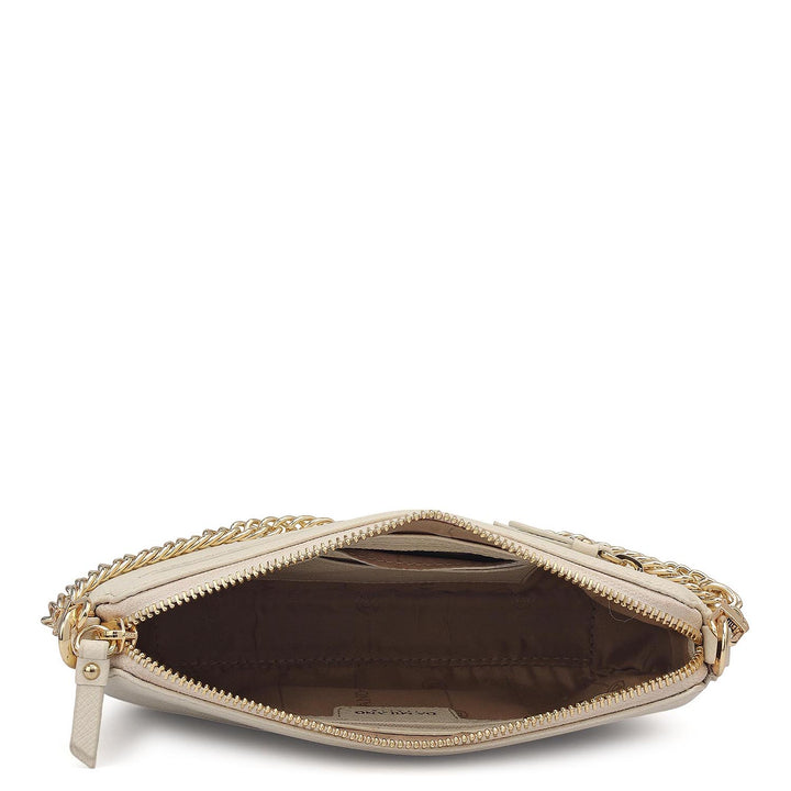 Small Franzy Leather Baguette - Marshmallow