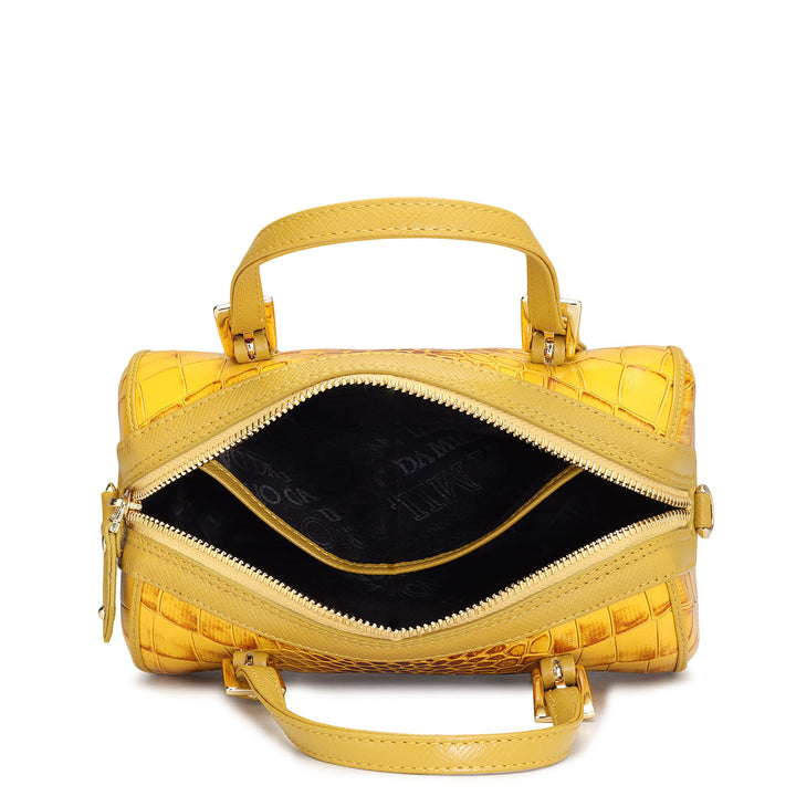 Small Croco Leather Satchel - Honey