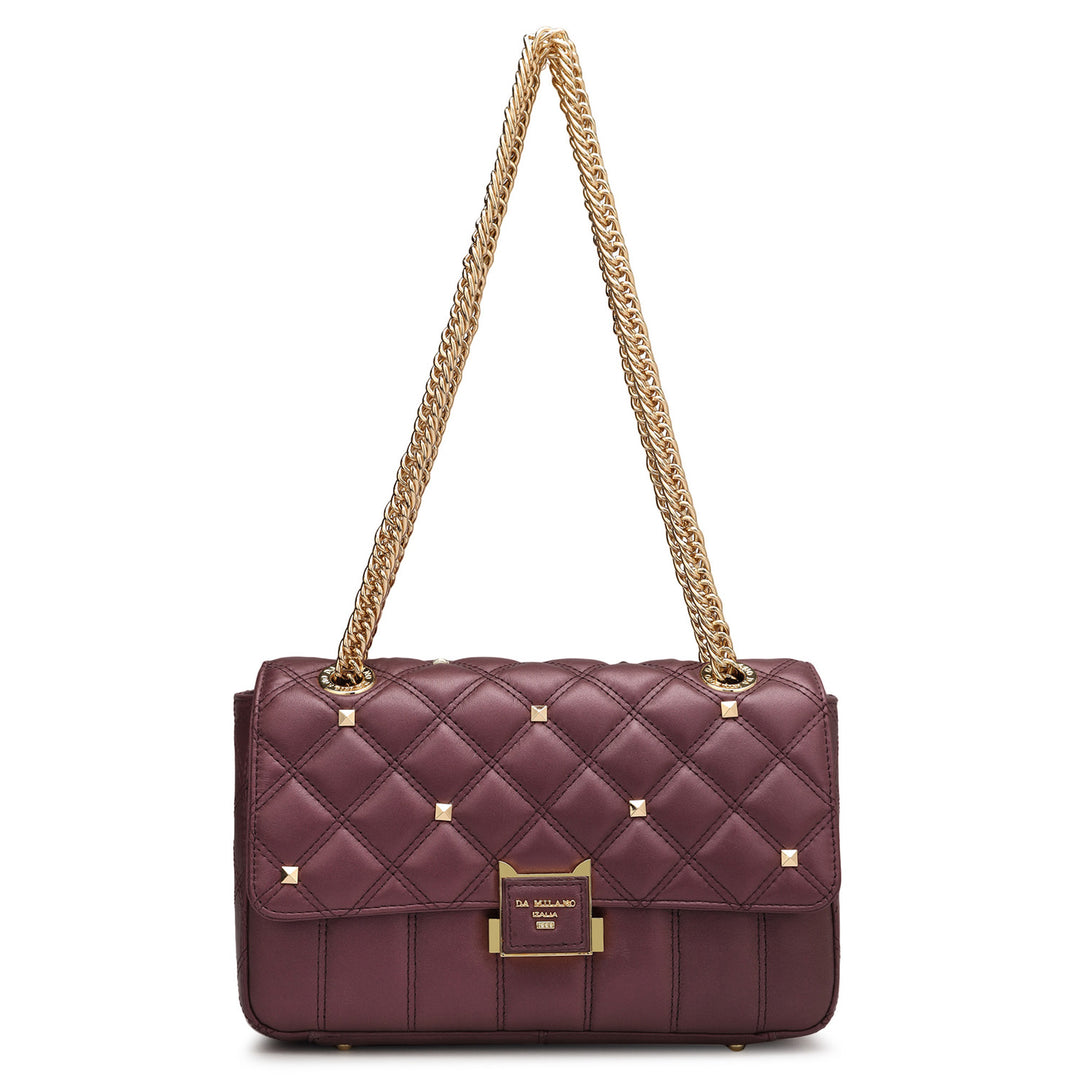 Small Quilting Leather Sahoulder Bag - Plum