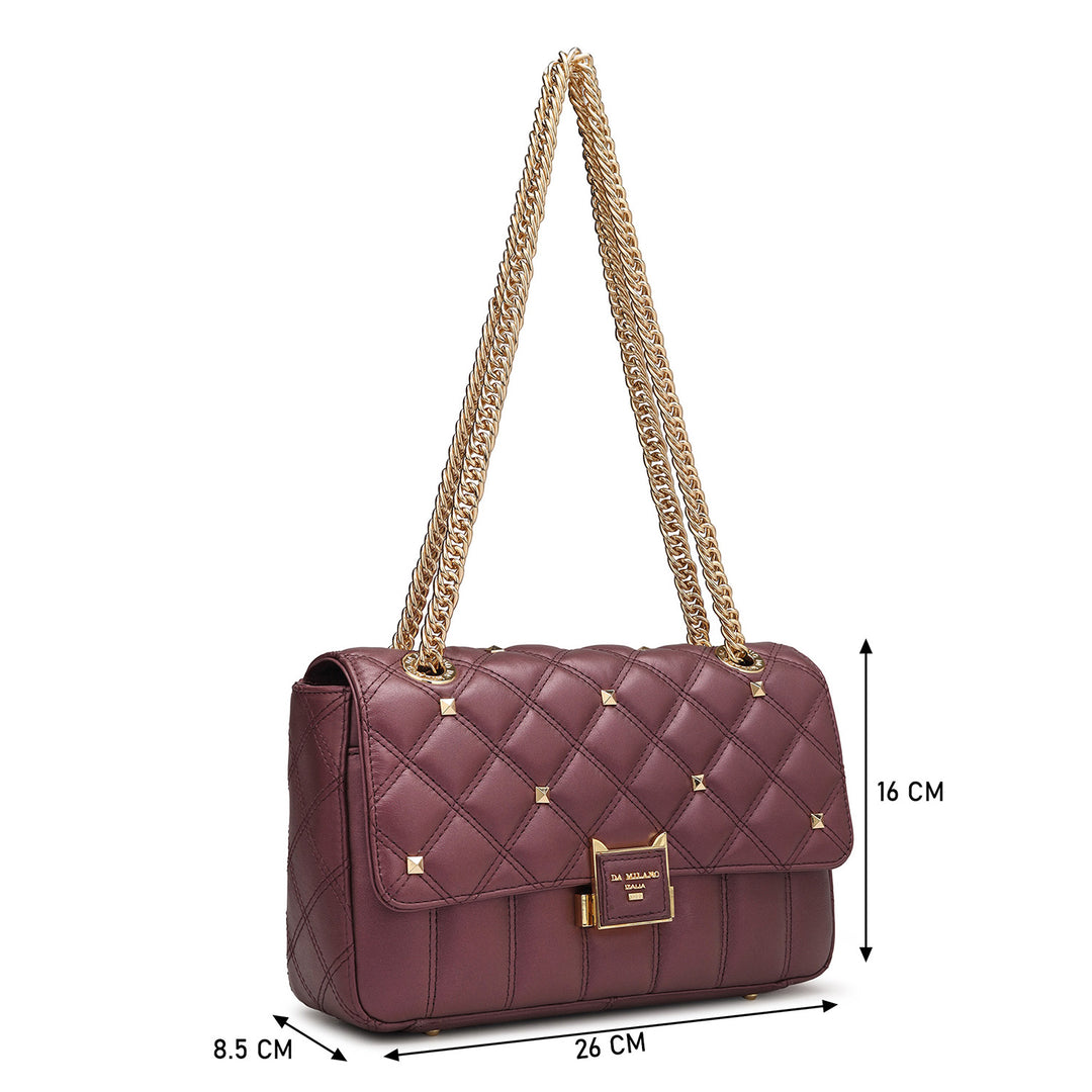 Small Quilting Leather Sahoulder Bag - Plum