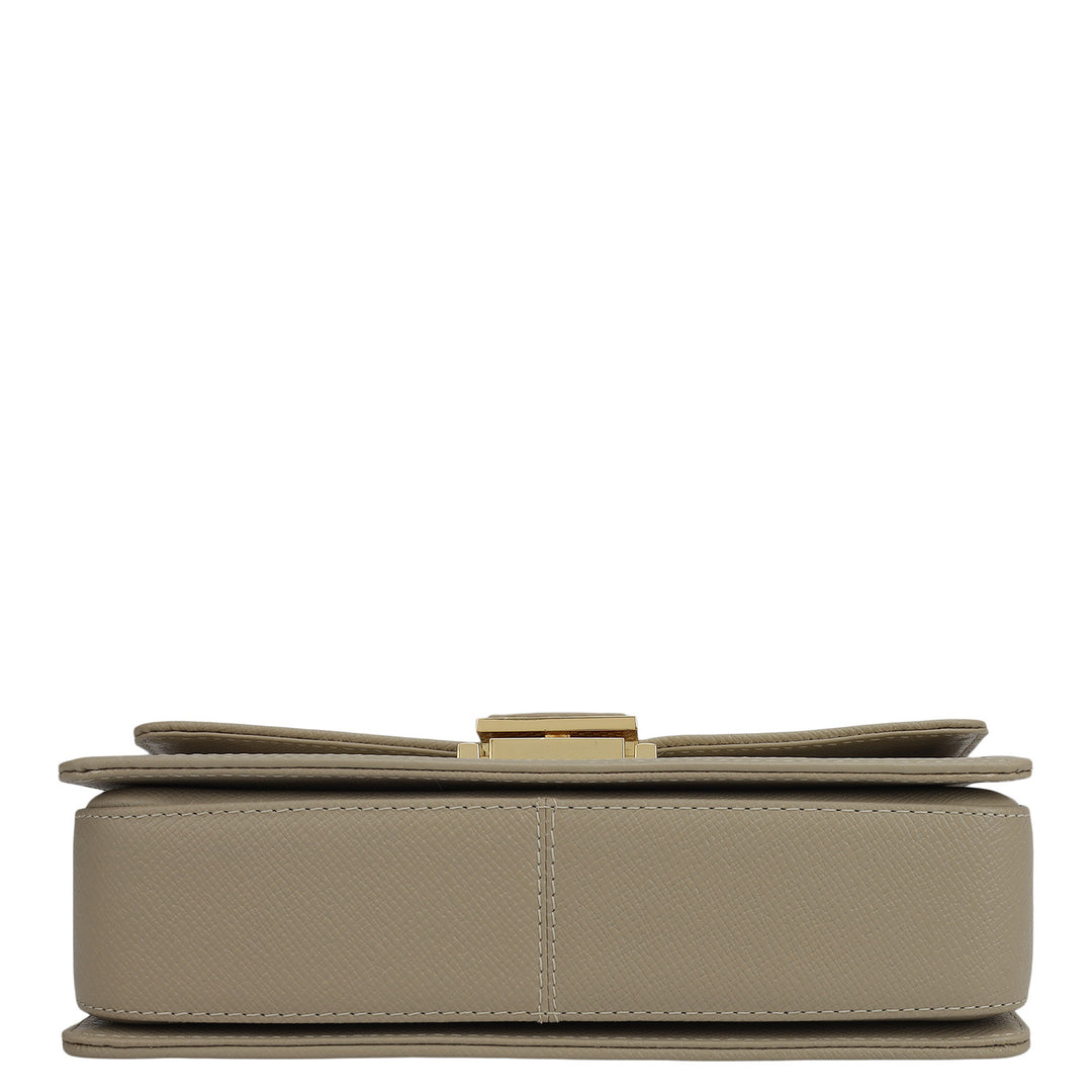 Small Croco Franzy Leather Shoulder Bag - Frost