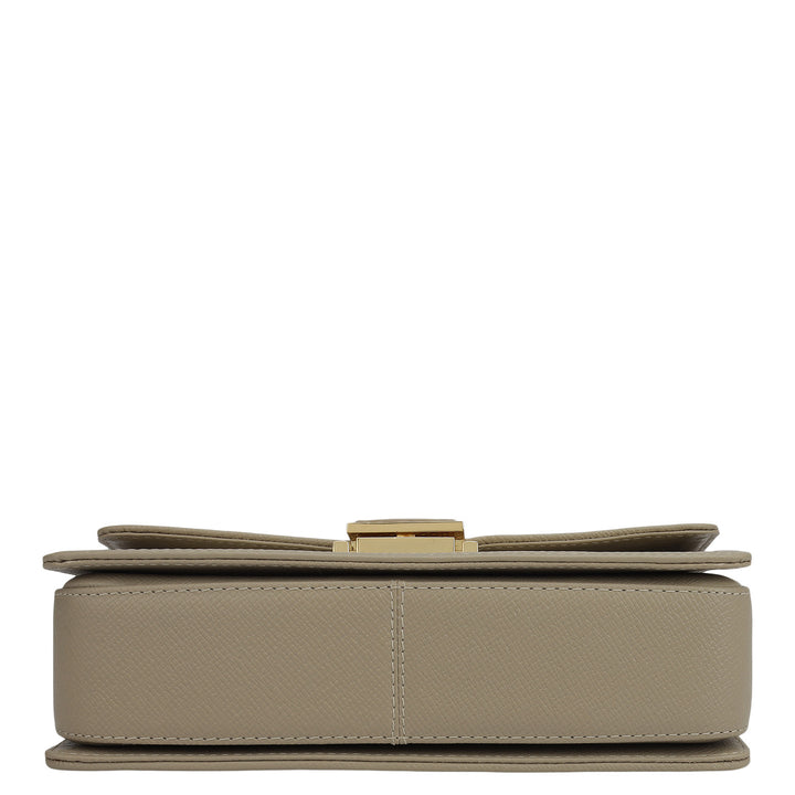 Small Croco Franzy Leather Shoulder Bag - Frost