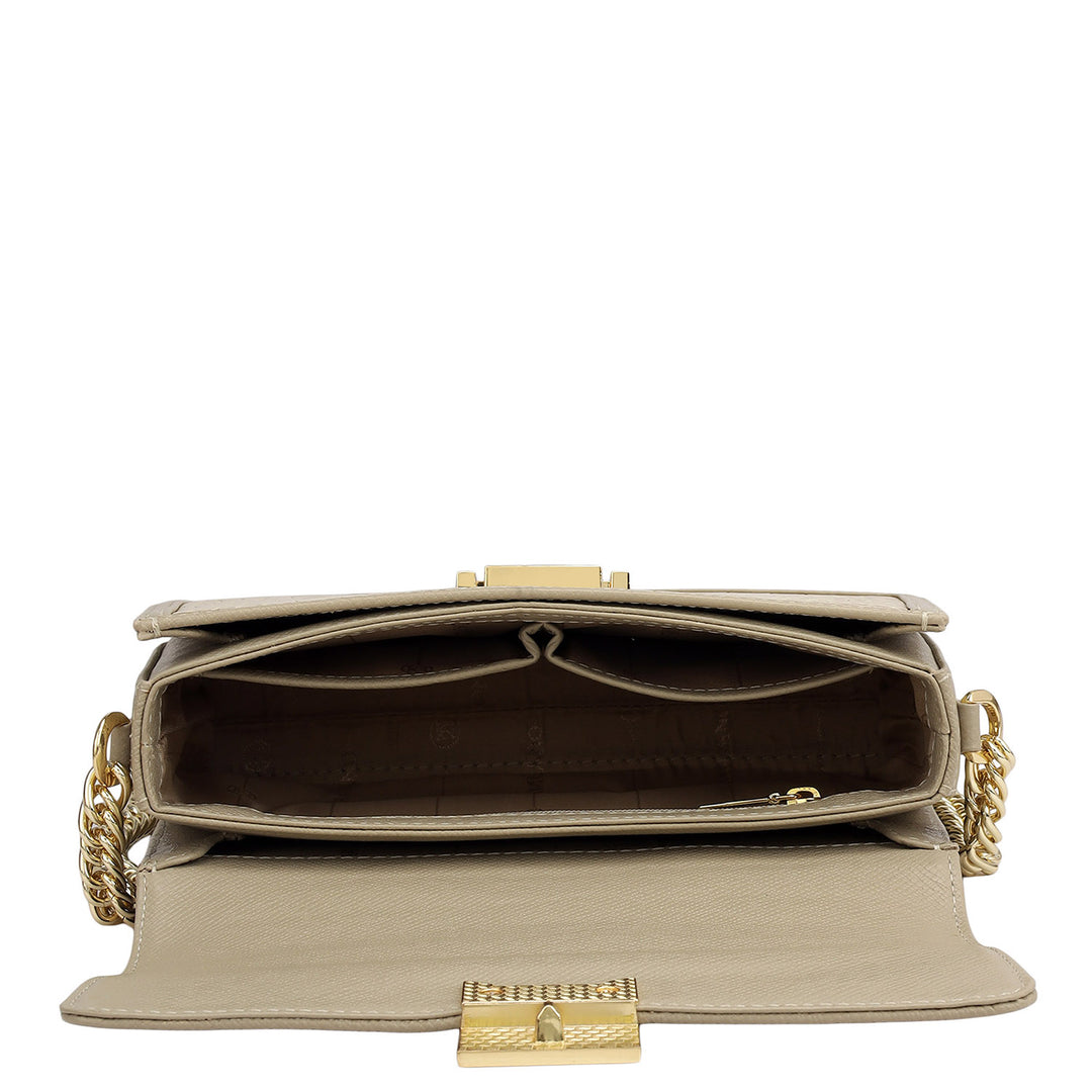 Small Croco Franzy Leather Shoulder Bag - Frost