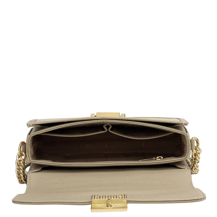 Small Croco Franzy Leather Shoulder Bag - Frost