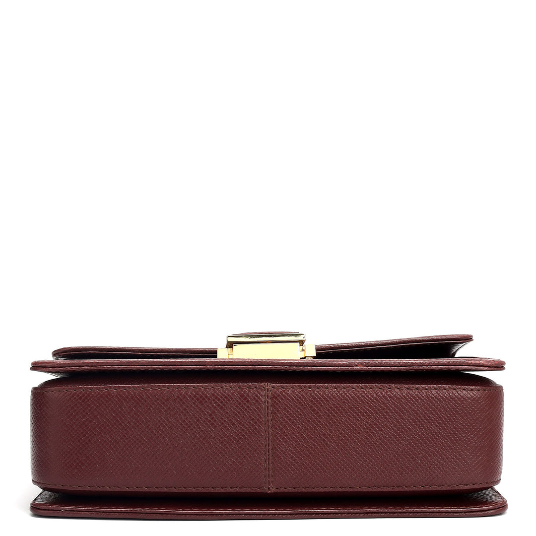 Small Croco Franzy Leather Shoulder Bag - Wine