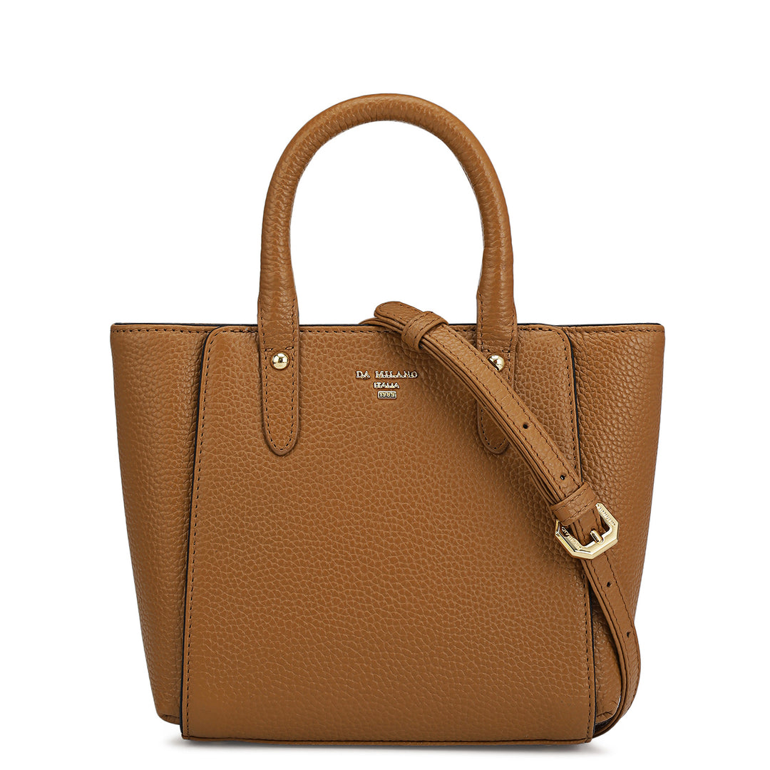 Small Wax Leather Satchel - Caramel
