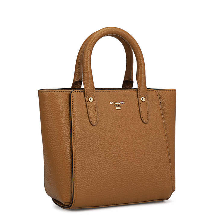 Small Wax Leather Satchel - Caramel