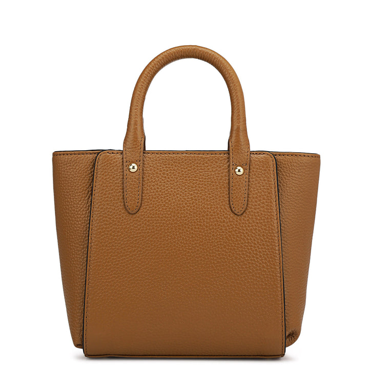 Small Wax Leather Satchel - Caramel