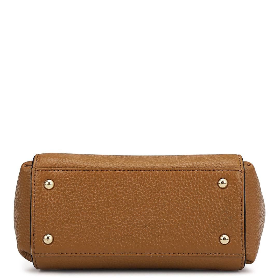 Small Wax Leather Satchel - Caramel