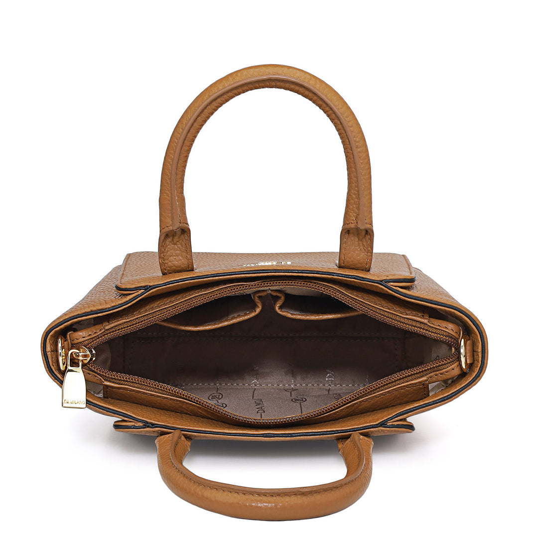 Small Wax Leather Satchel - Caramel