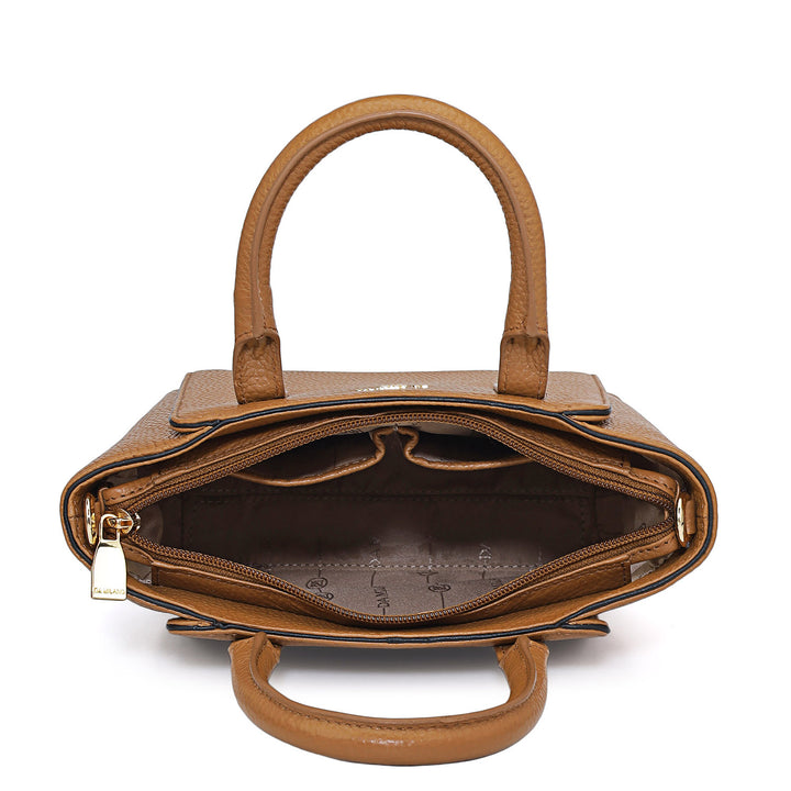Small Wax Leather Satchel - Caramel