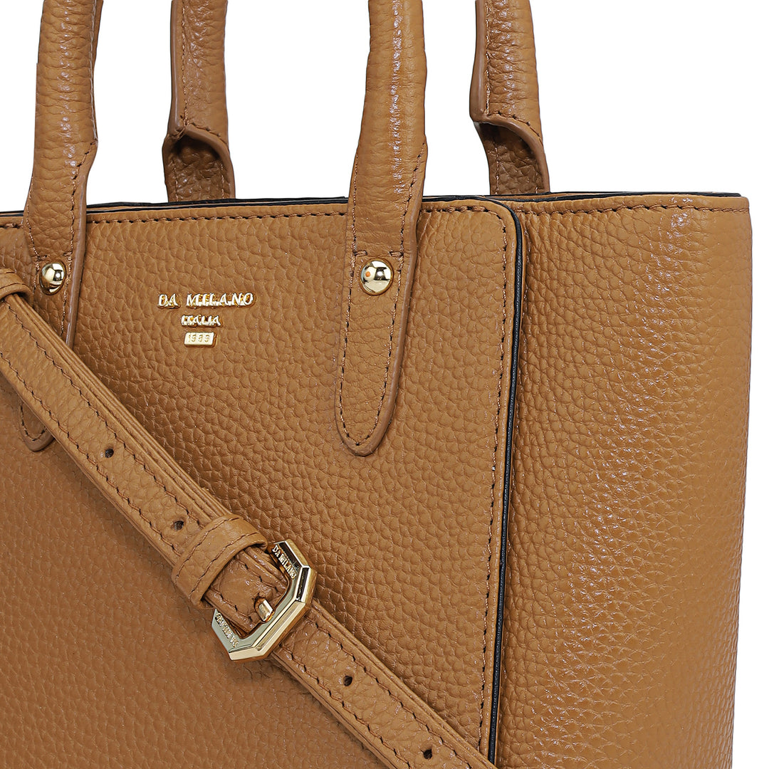 Small Wax Leather Satchel - Caramel