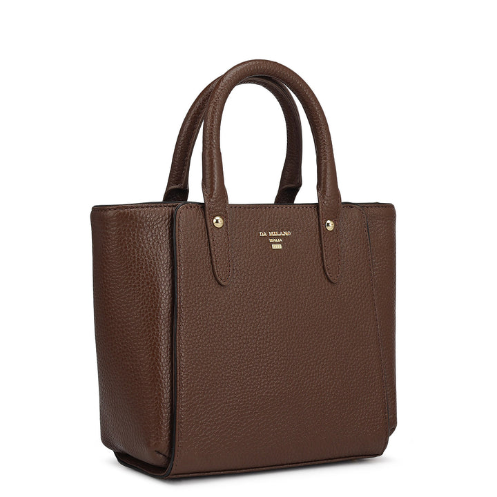Small Wax Leather Satchel - Espresso