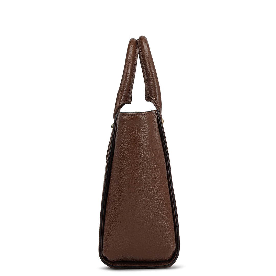 Small Wax Leather Satchel - Espresso