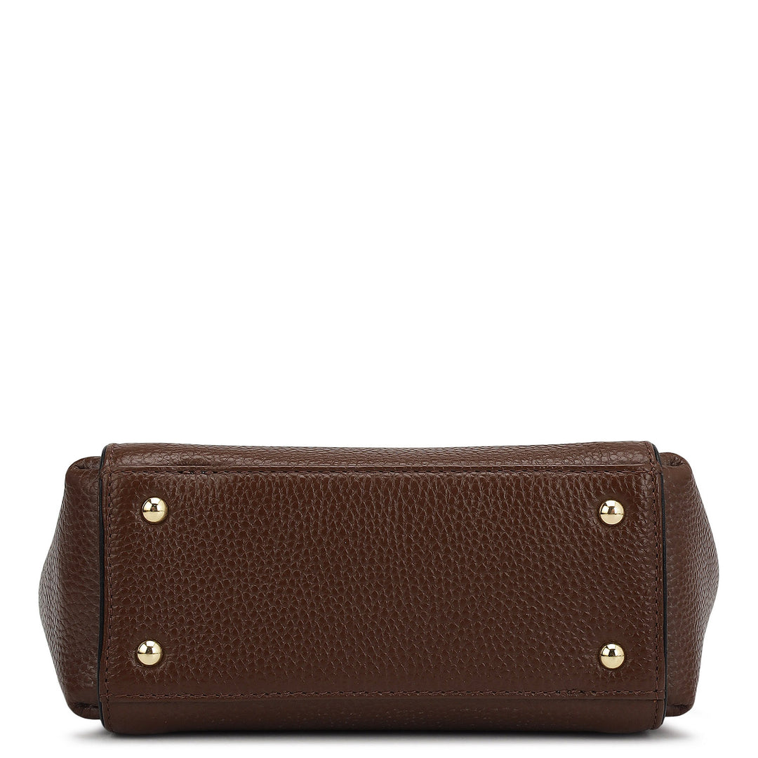 Small Wax Leather Satchel - Espresso