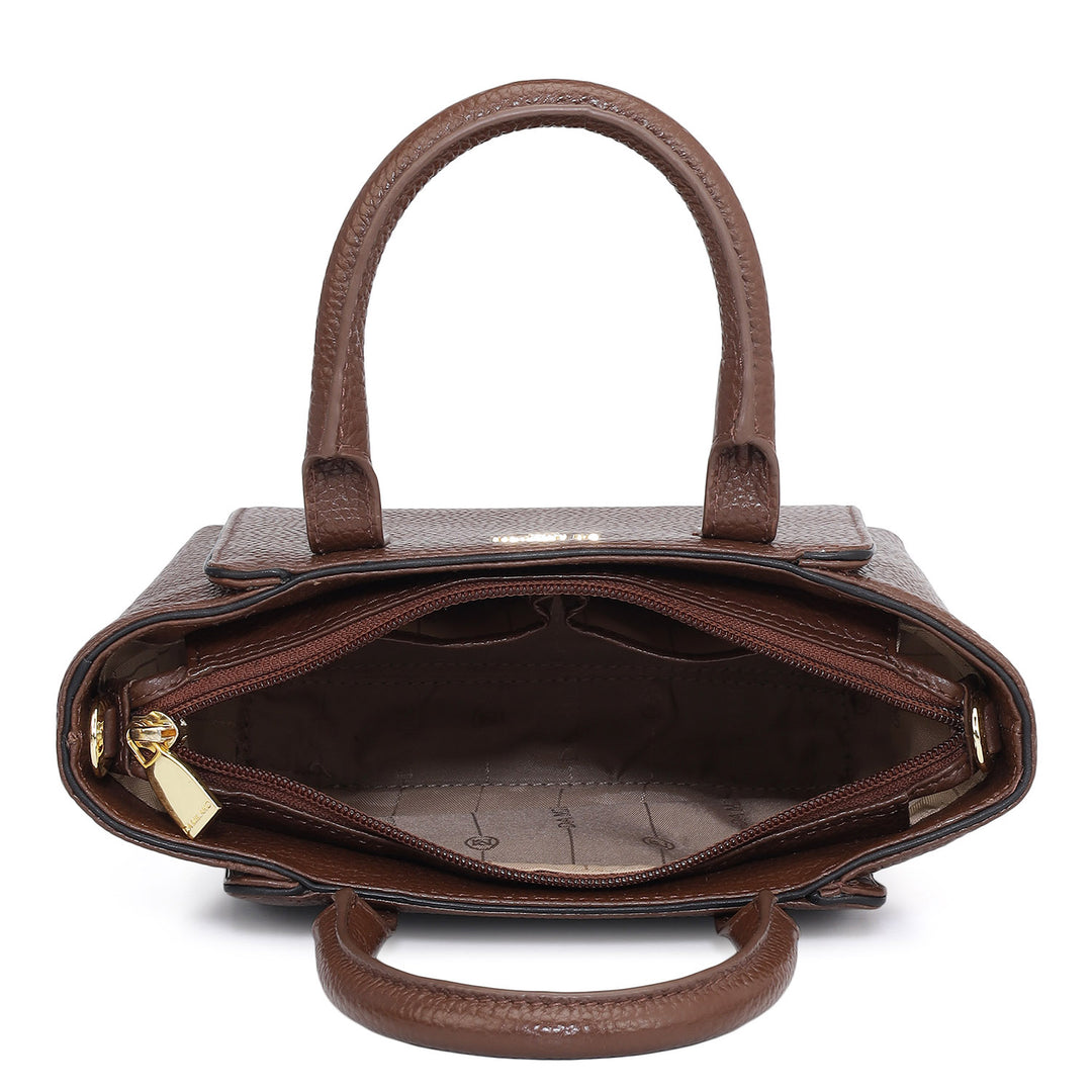Small Wax Leather Satchel - Espresso