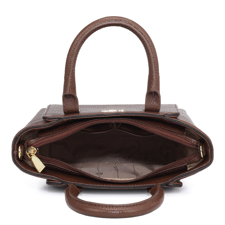 Small Wax Leather Satchel - Espresso