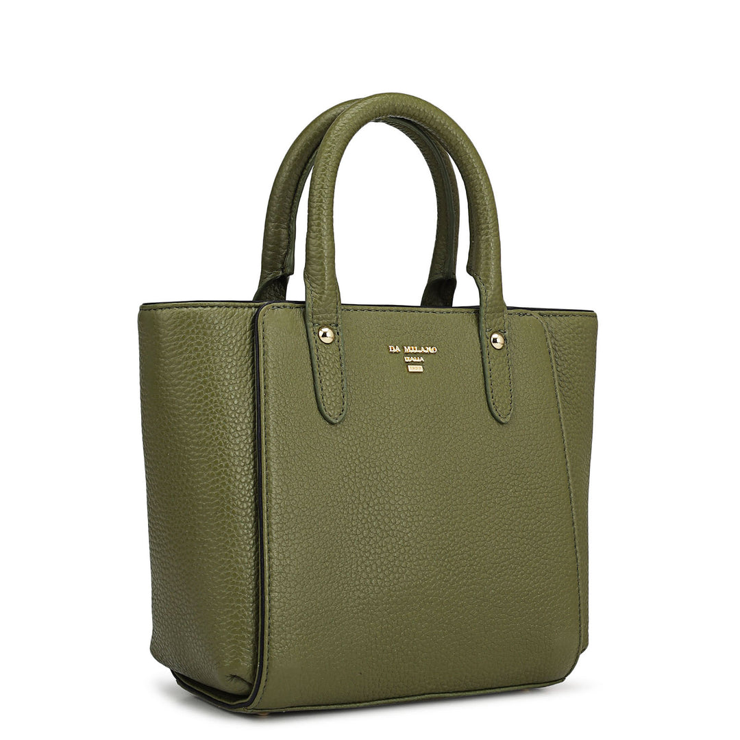 Small Wax Leather Satchel - Fern
