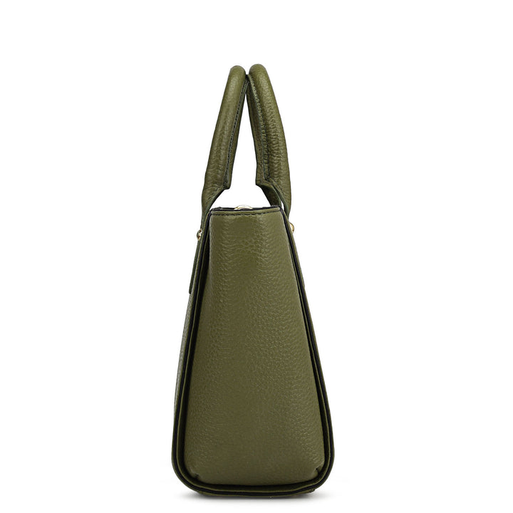 Small Wax Leather Satchel - Fern